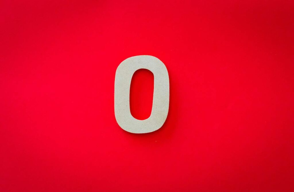 Number 0 on red background