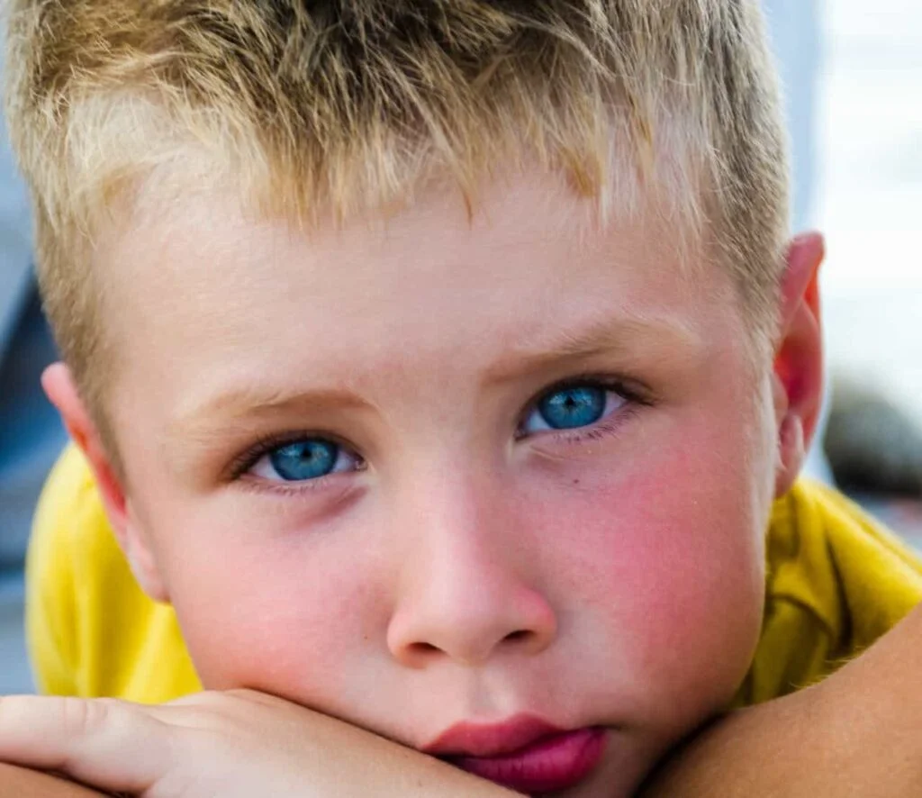 Blonde boy with blue eyes