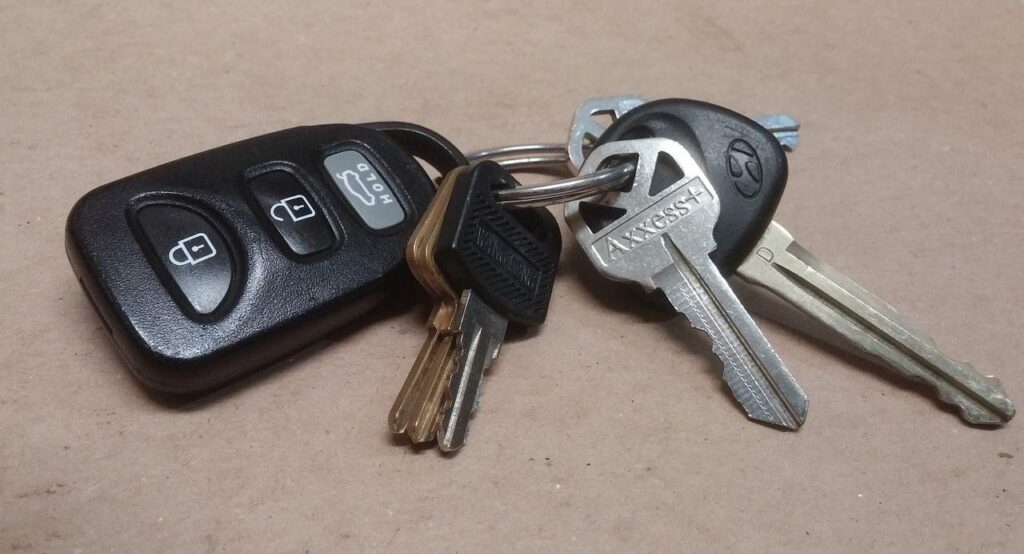 Car keys on the ground