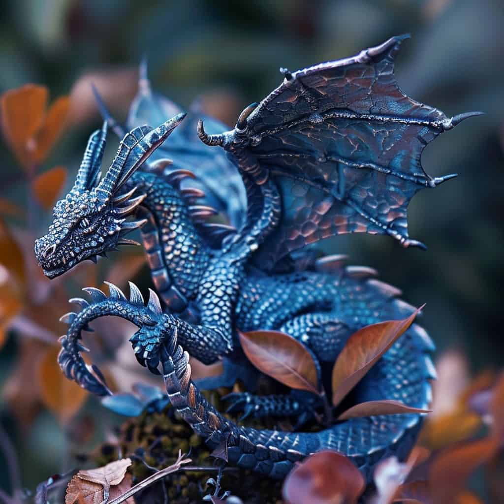 A blue dragon in the woods