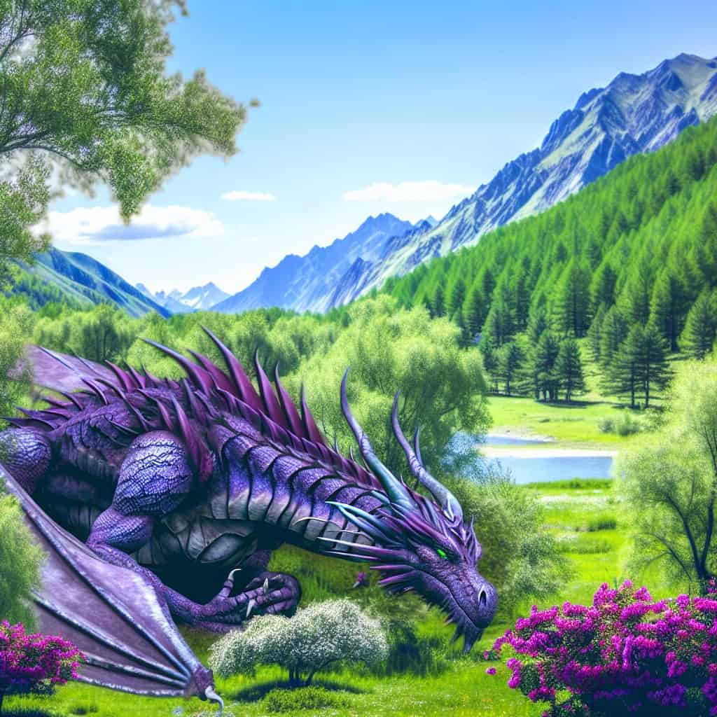 A purple dragon in nature