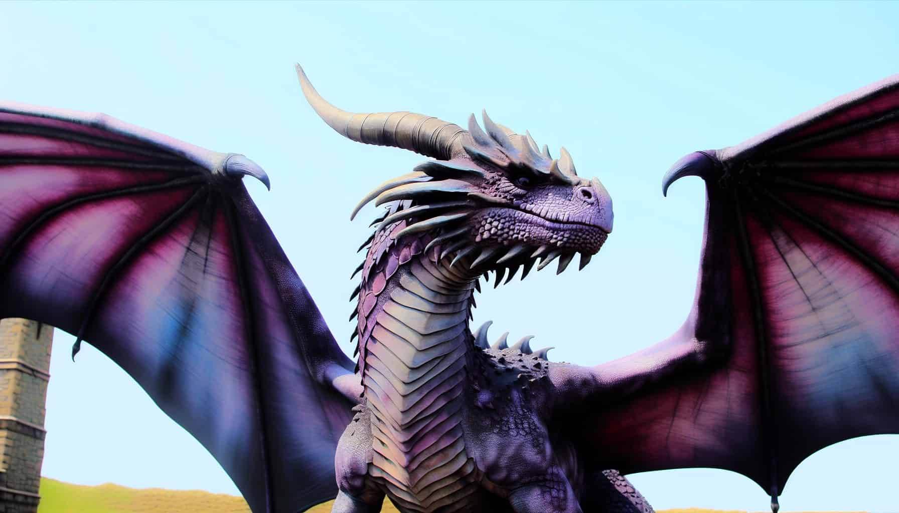Purple Dragon Spiritual Meaning - A purple dragon outdoors