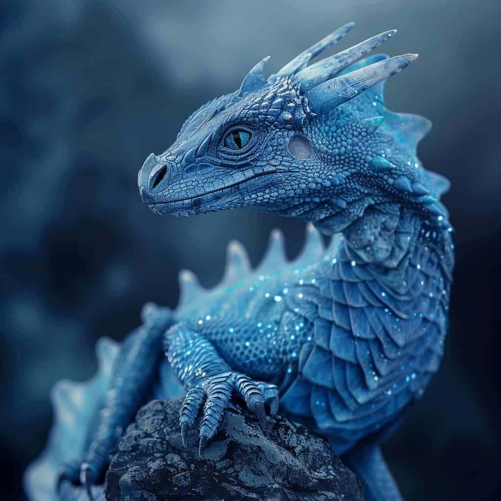 A shimmering blue dragon