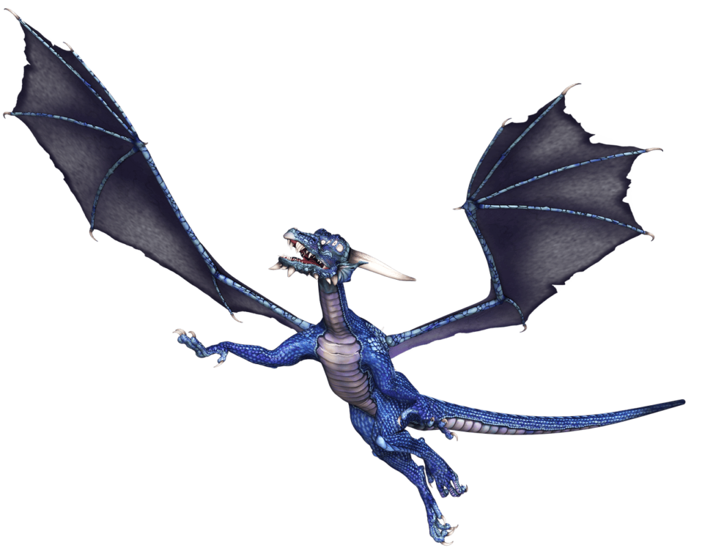 Blue dragon flying