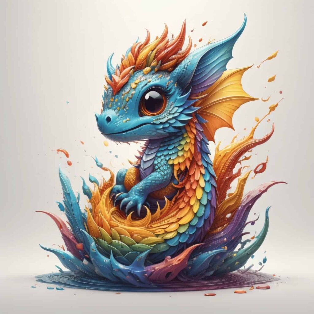 Cute and colorful rainbow dragon
