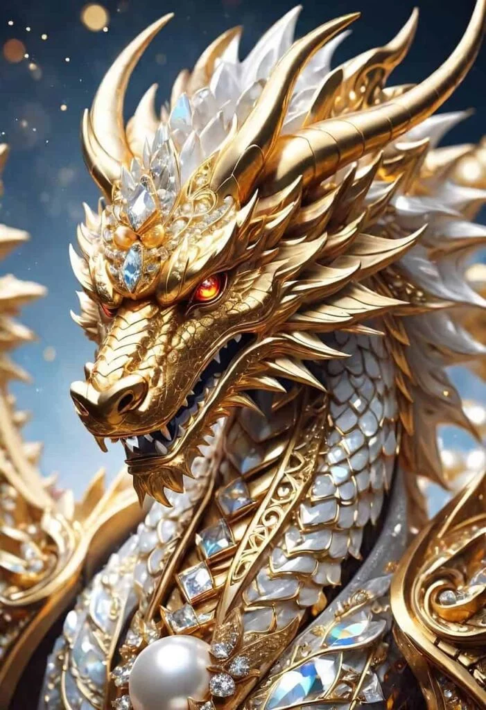 A fierce gold dragon