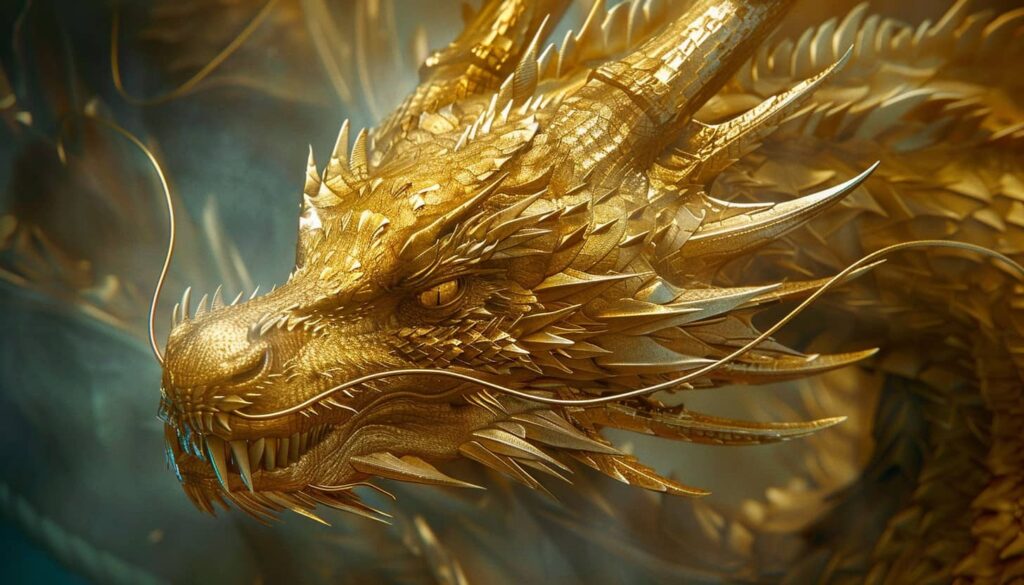 Gold dragon closeup