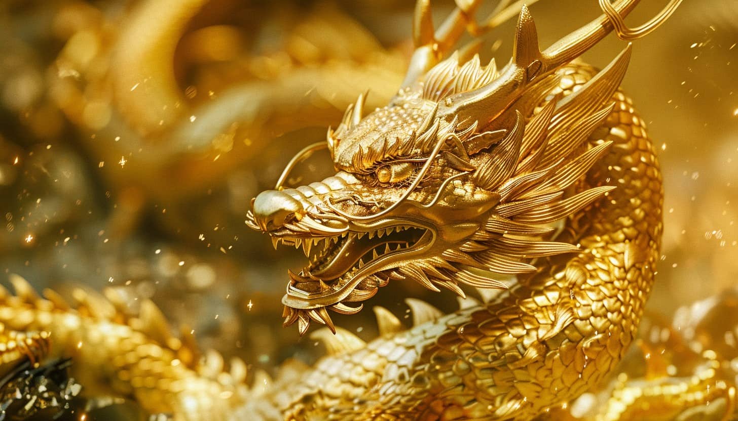 Gold dragon dream meaning - Closeup of a gold dragon