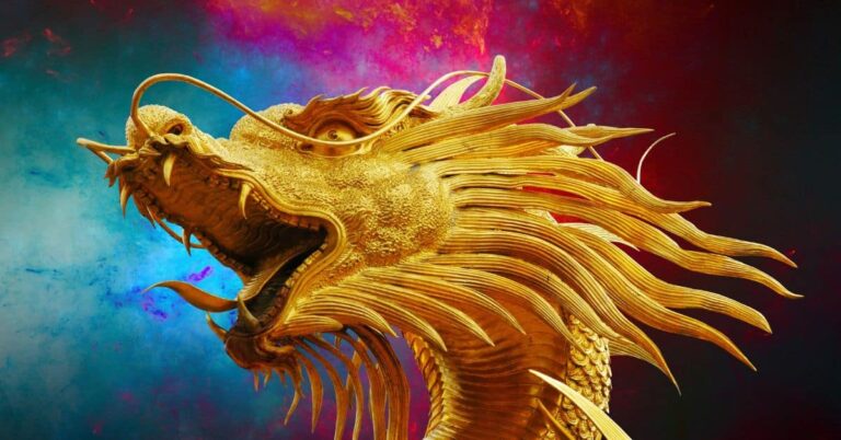 Gold spiritual meaning - Closeup of a gold dragon