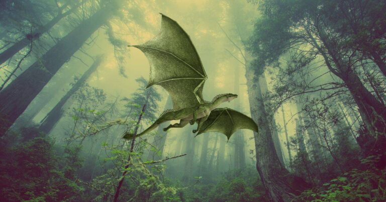 Green dragon spiritual meaning - Green dragon flying in a forest