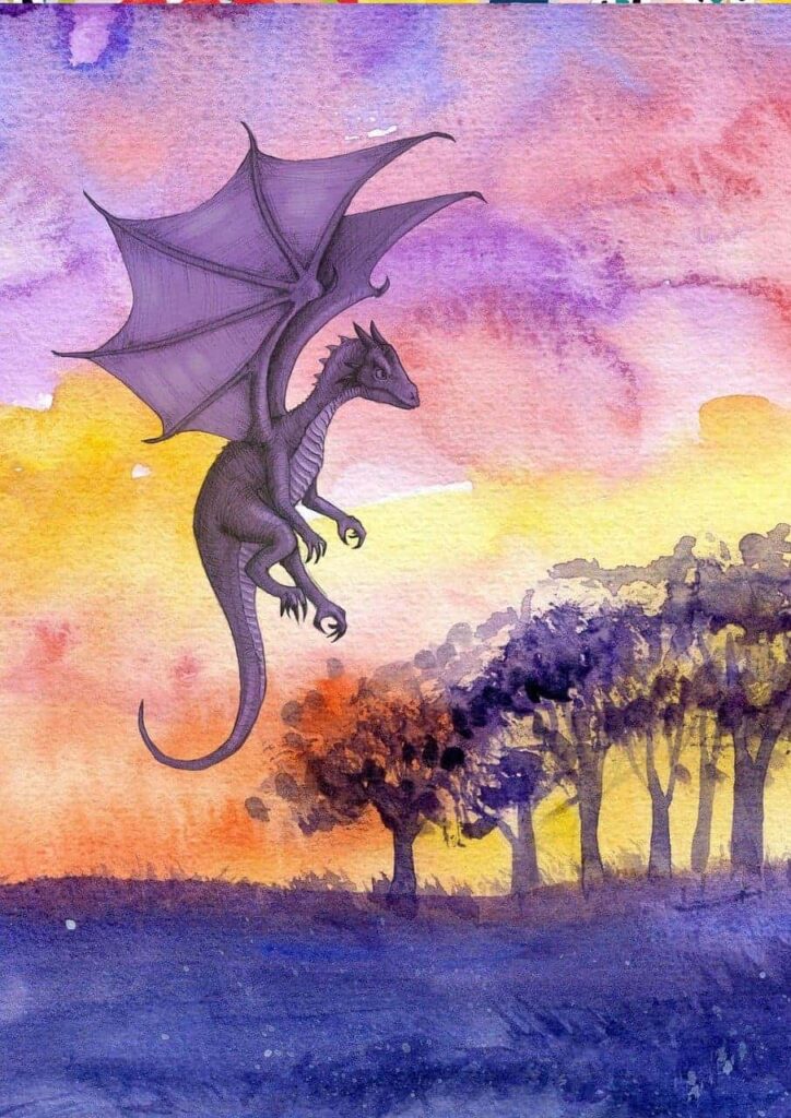 Purple dragon drawing