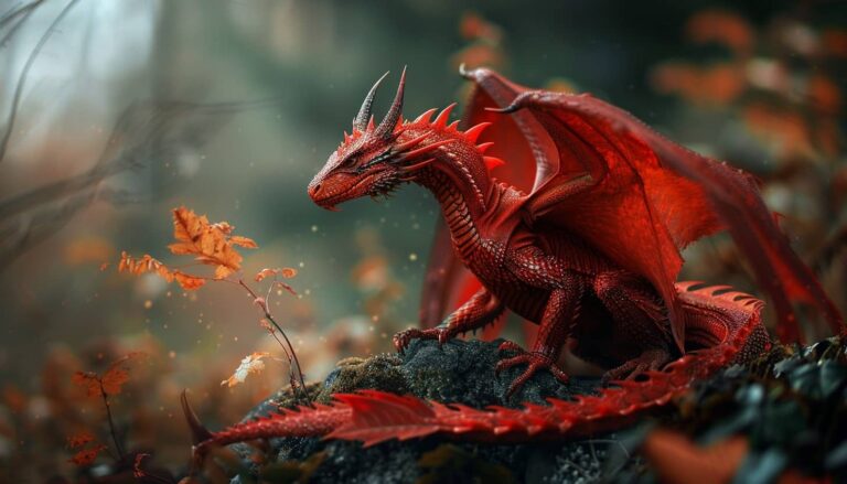 Red dragon dream meaning - A red dragon in a forest