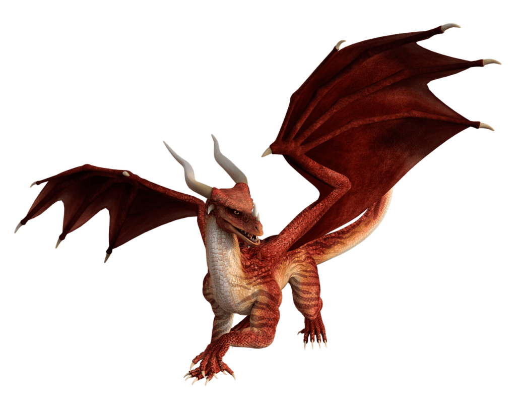 Red dragon on white background