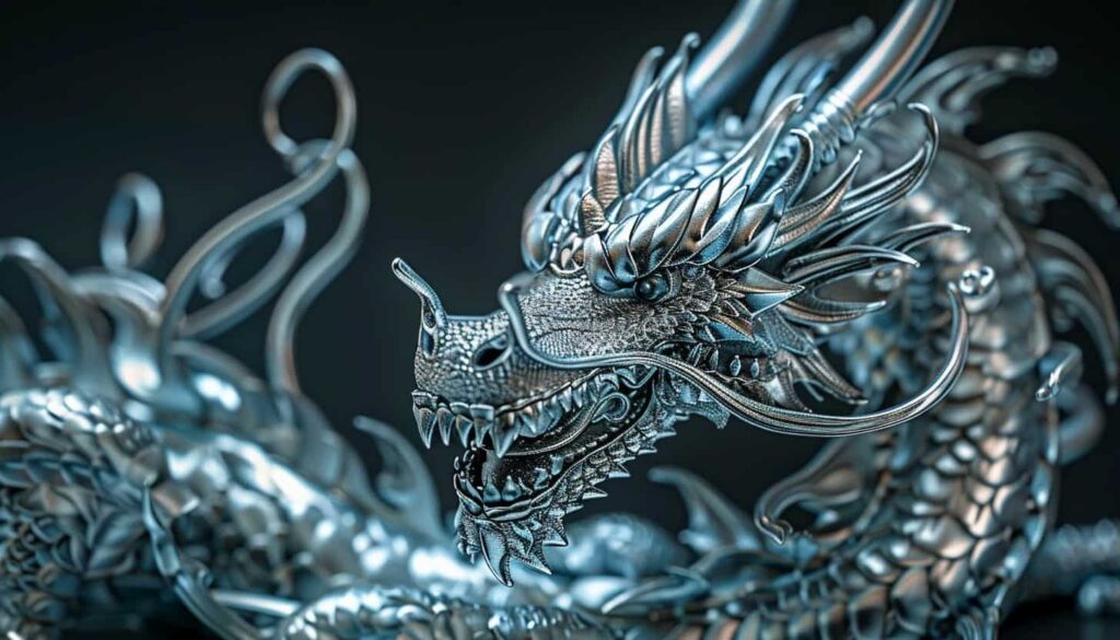 Silver dragon closeup