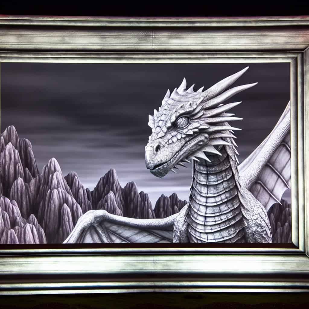 Silver dragon in a frame