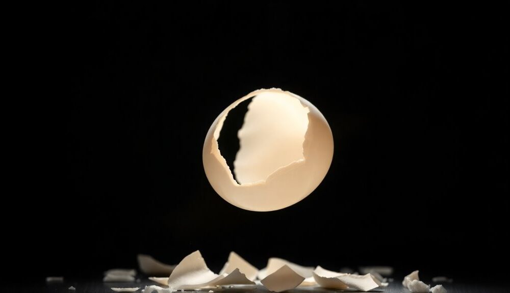 egg breaking symbolizes fragility