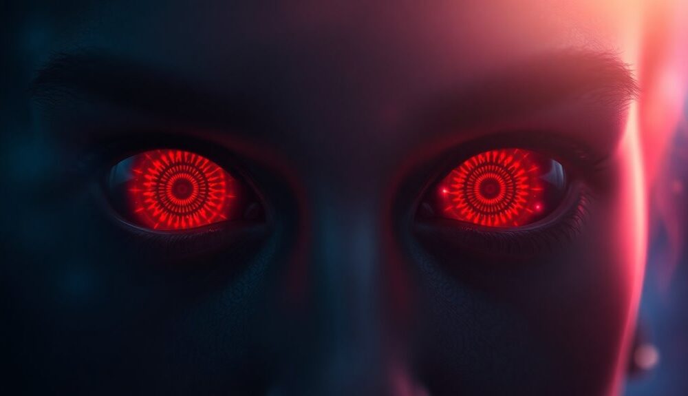 red eyes symbolize hidden messages