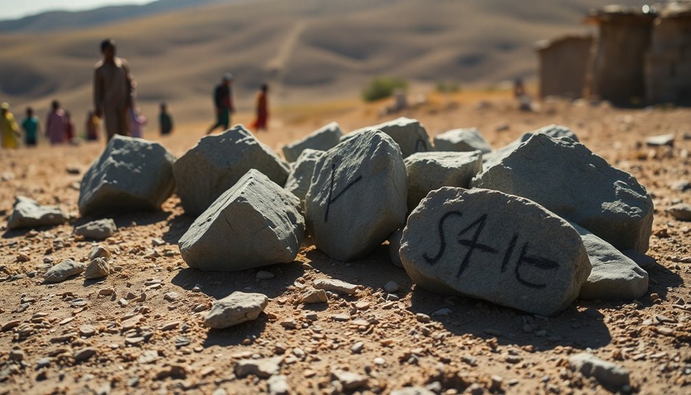 stones representing violent acts