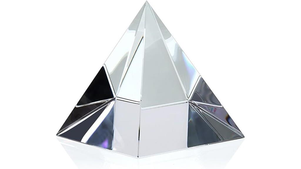 crystal pyramid glass paperweight