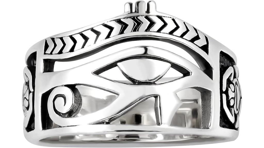 egyptian eye ankh silver ring