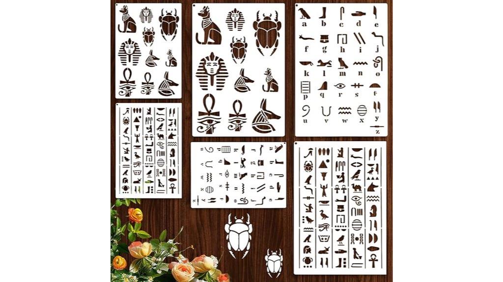 egyptian hieroglyphs stencil set