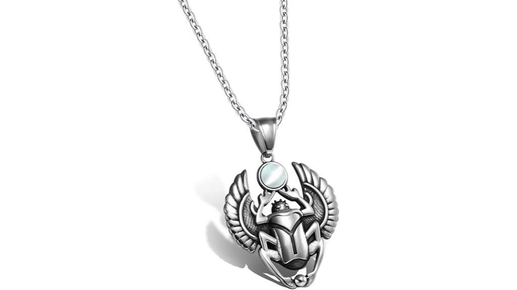 egyptian scarab necklace with crystal