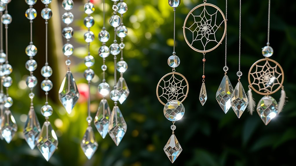 elegant crystal dreamcatcher chimes