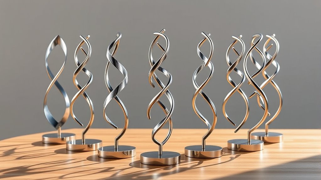 elegant scientific double helix sculptures