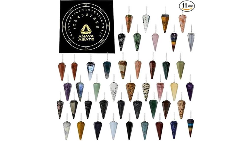 eleven crystal pendulum set