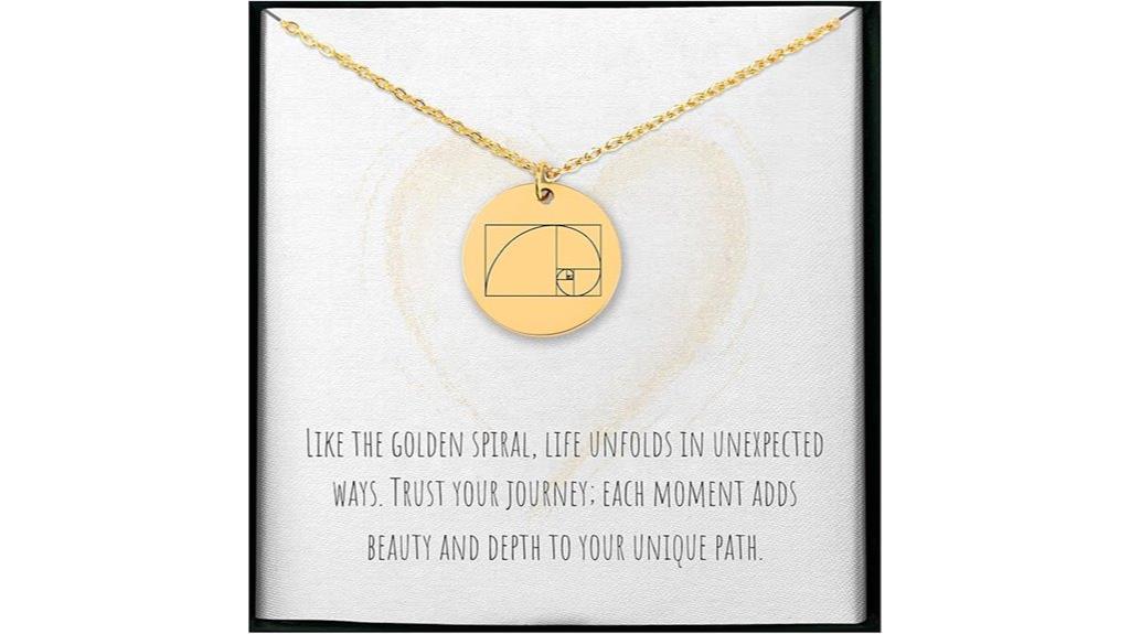 engraved fibonacci spiral necklace