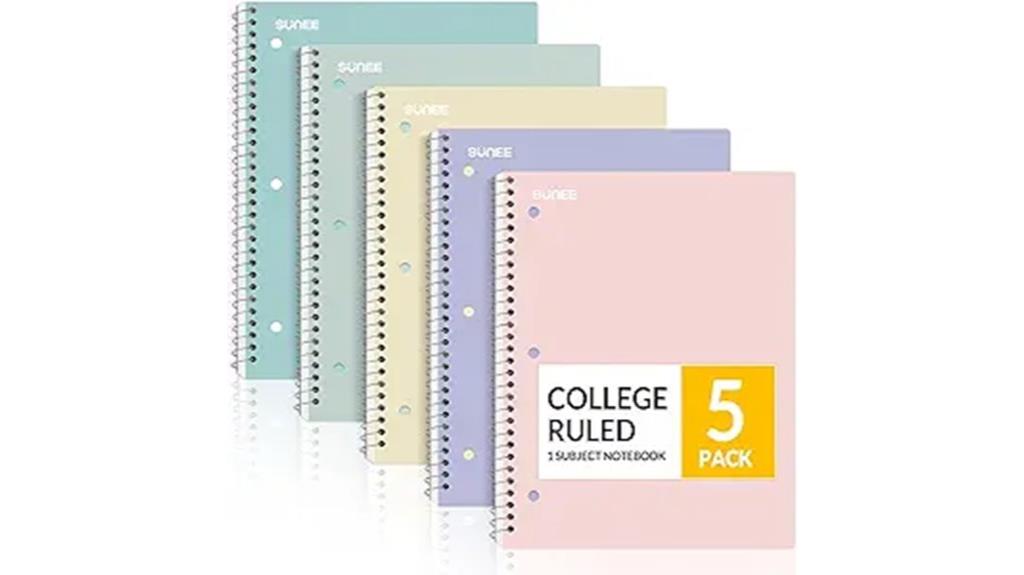 five pack spiral notebooks