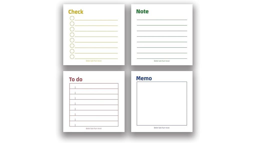 four pack sticky note set
