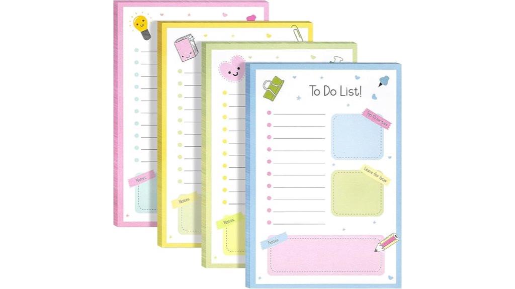 four pads sticky notes