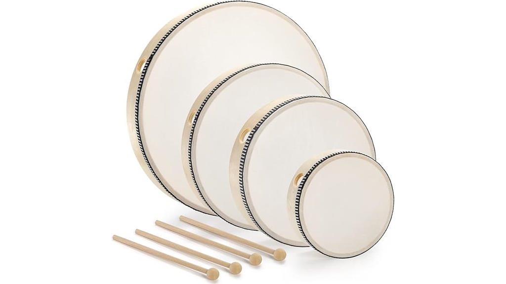 four sizes wooden drums