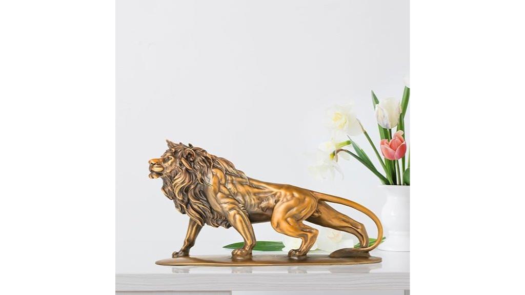golden bronze lion sculpture