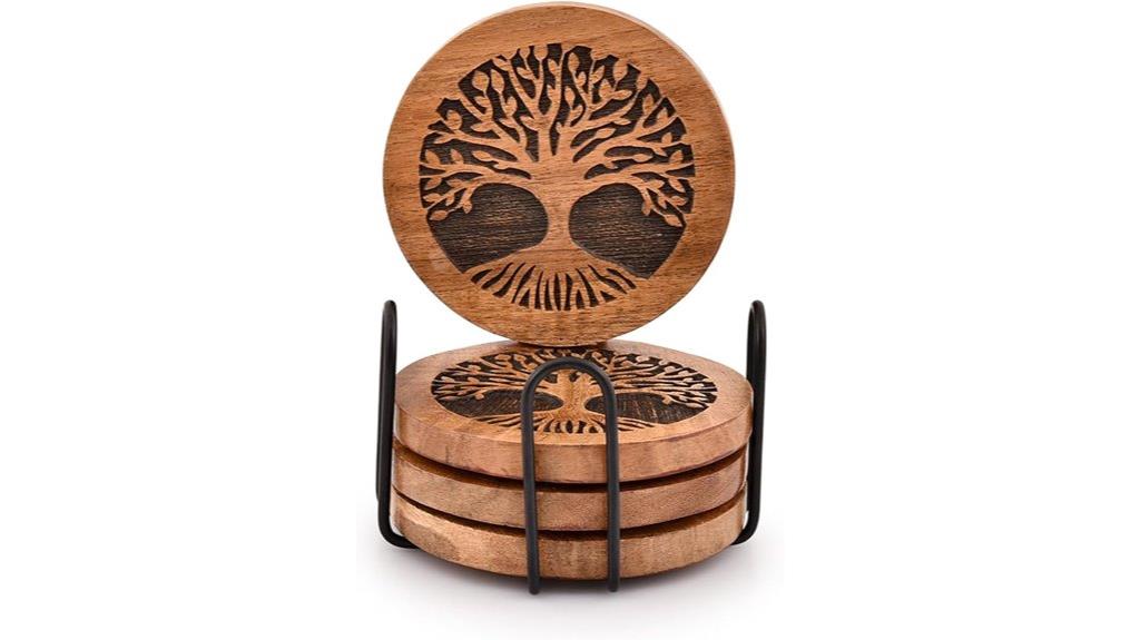handmade wooden tree coasters