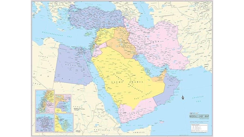 laminated middle east map