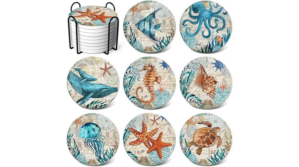 ocean life coasters set