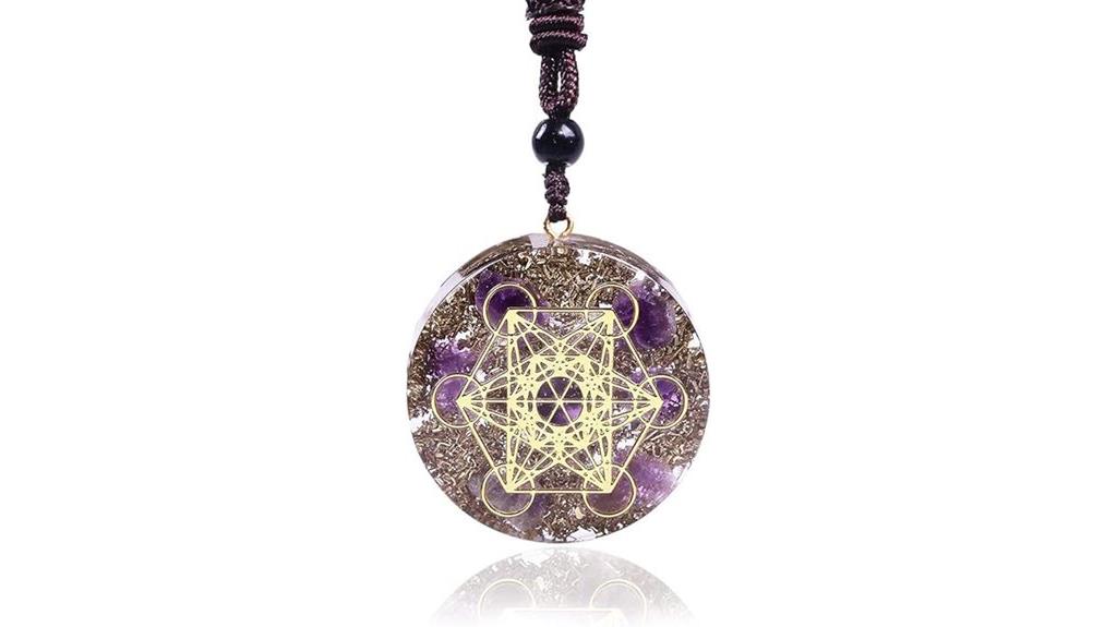 orgonite necklace with metatron cube