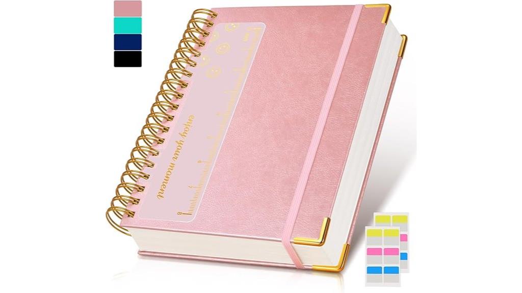 pink leather hardcover notebook