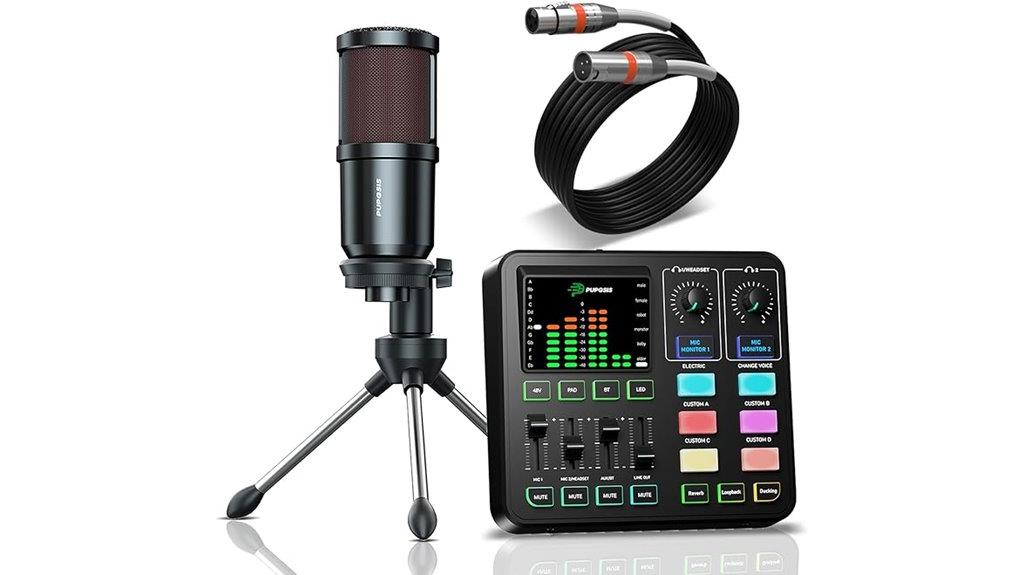 podcast gear with mixer