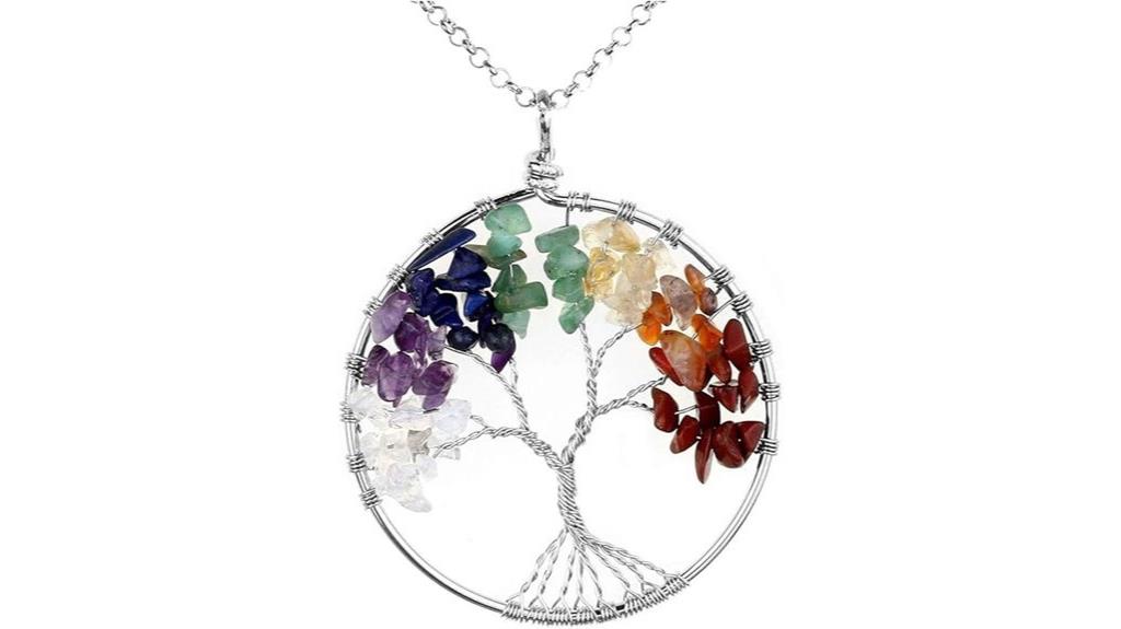 quartz crystal tree necklace