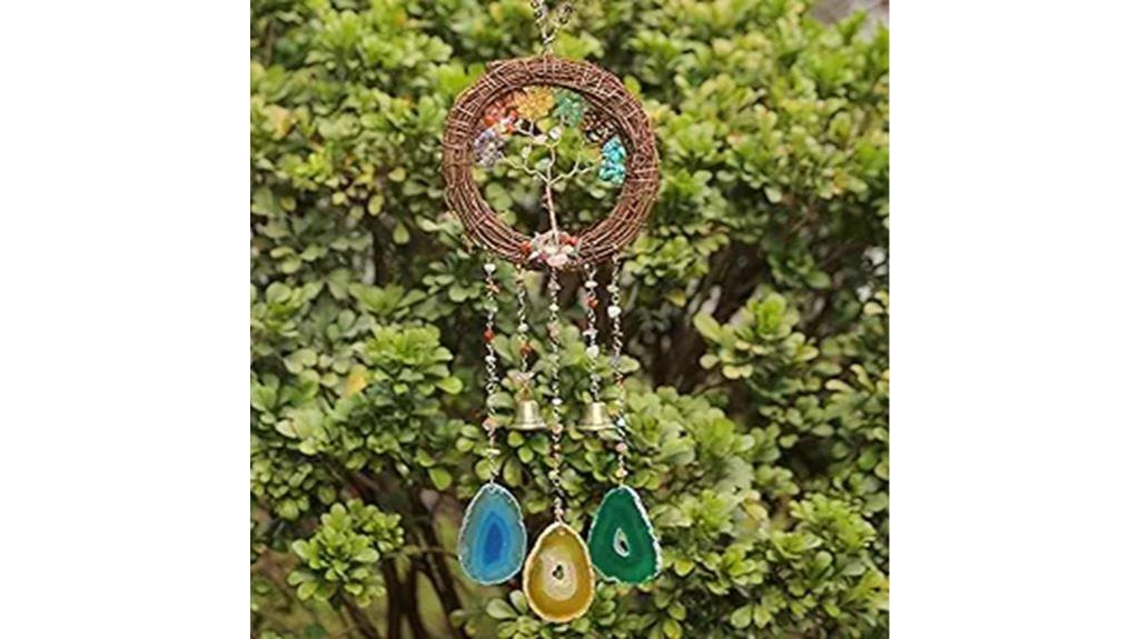 rattan gemstone wind chimes
