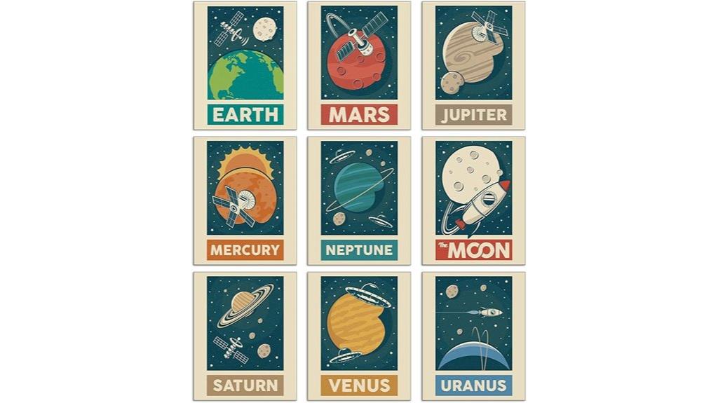 retro planet wall art