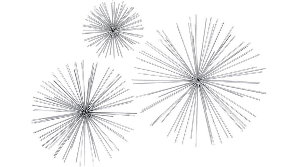 set of 3 silver starburst sculptures