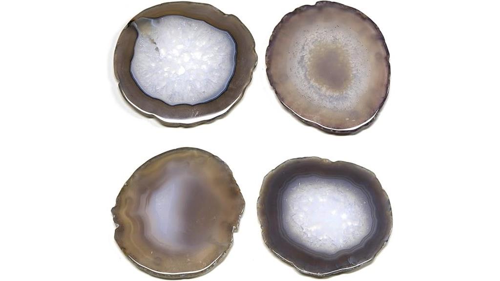 set of four natural agate coasters