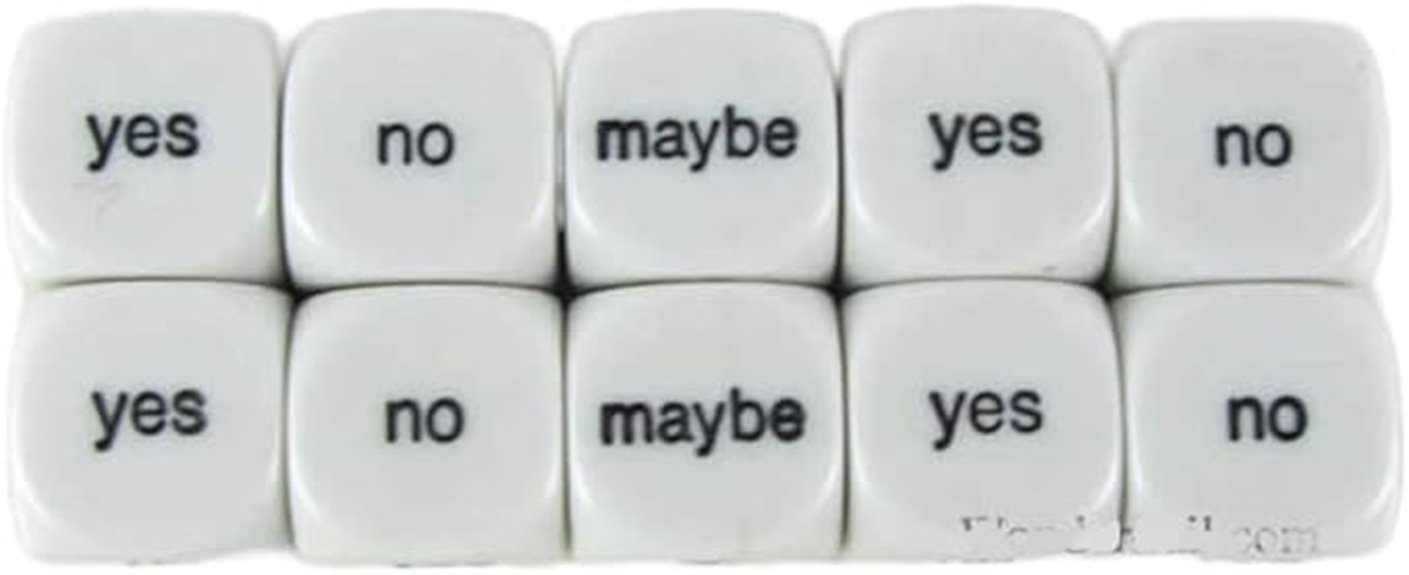 set of ten decision dice