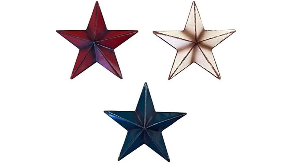 set of three metal barn stars