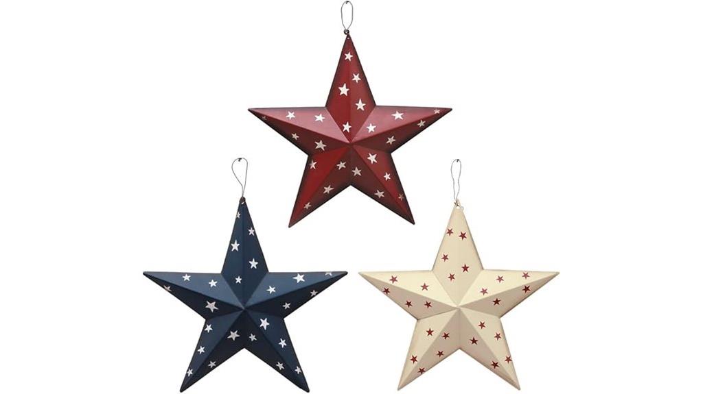 set of three metal stars