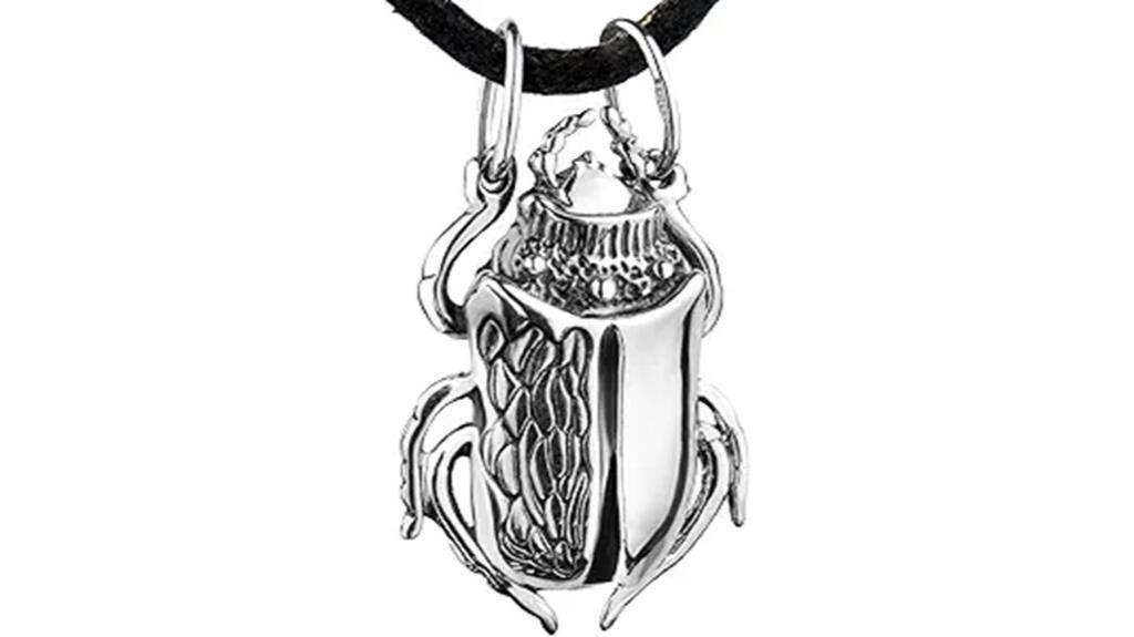silver egyptian scarab necklace